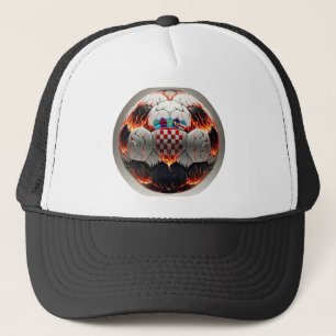 Casquette Boule de football avec flammes et drapeau croate
