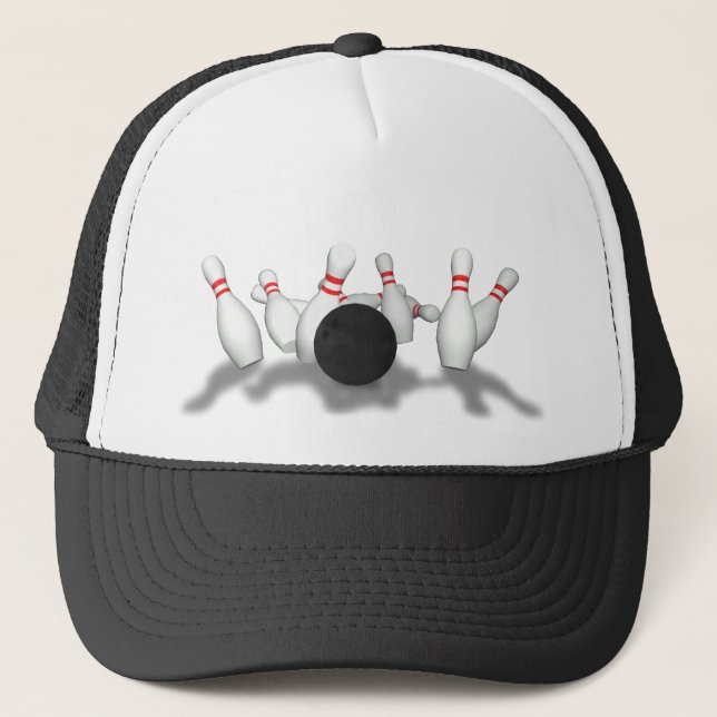Casquette Boule et goupilles de bowling : modèle 3D : (Devant)