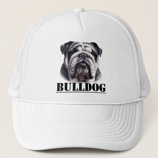 Casquette Bouledogue en noir et blanc (Devant)