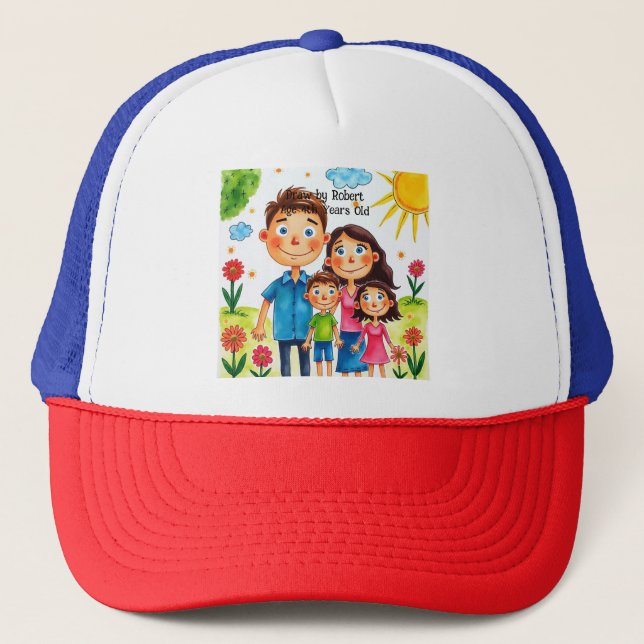 Casquette Bouteille d'eau personnalisée avec oeuvre d'enfant (Devant)
