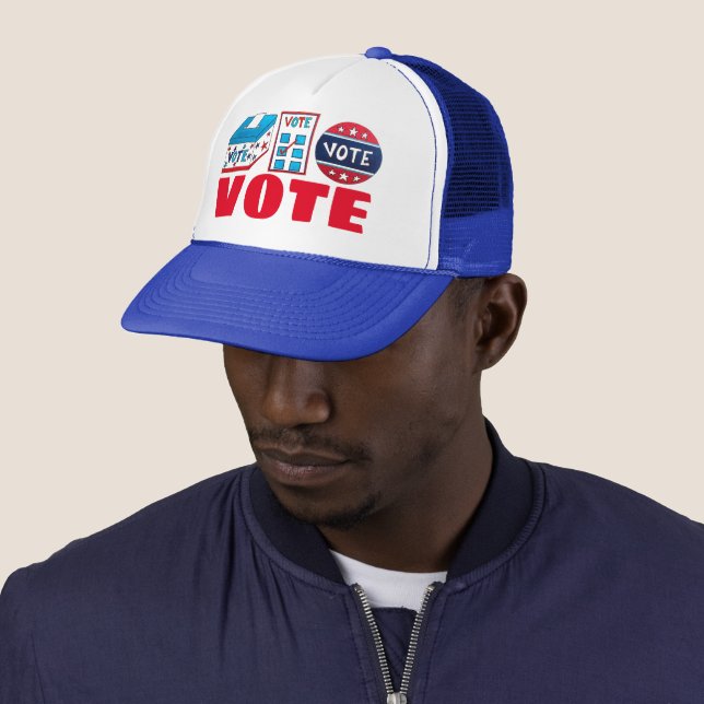 Casquette Bouton VOTE Élection Jour du vote (En situation)