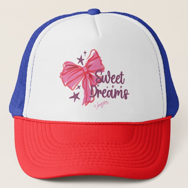 Casquette Bow rose "Sweet Dreams" Typographie de Parties sci (Devant)