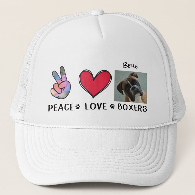 Casquette Boxer Paix Amour Amoureux de Chien (Devant)