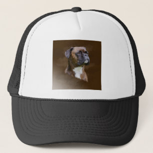 Casquette Boxer Peinture à l'huile de chien Portrait d'art