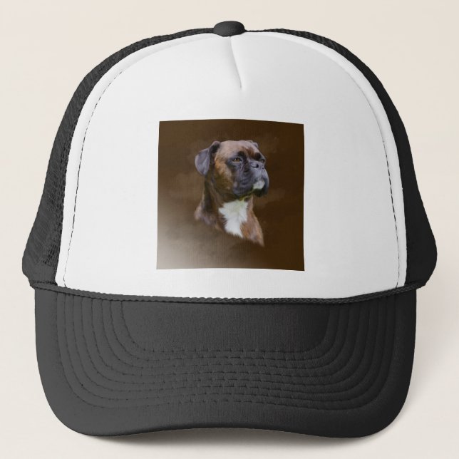 Casquette Boxer Peinture à l'huile de chien Portrait d'art (Devant)