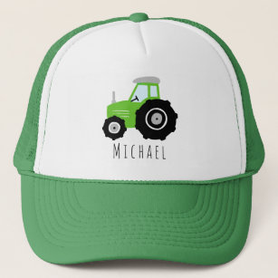 Casquette Boys Cute Green Tractor ferme et nom Enfants