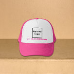 Casquette Brasserie rose sur chapeau de camion<br><div class="desc">Marque d'affaires rose sur chapeau de camionneur personnalisable. Customisez-le en tapant votre nom d'entreprise et en téléchargeant votre logo d'entreprise. Vous pouvez l'inclure dans vos produits promotionnels, cadeaux ou cadeaux offerts à vos clients ou clients, une stratégie de marketing pour annoncer votre entreprise ou promouvoir votre marque. Chapeau de camionneur...</div>