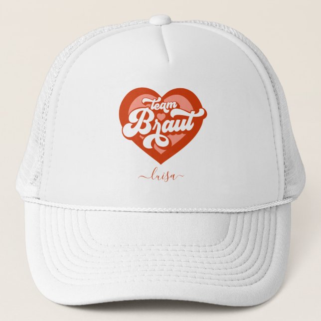 Casquette Braut Und Team Braut Bachelorette Retro Herz (Devant)