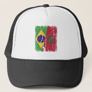 Casquette Brésil Maroc Demi Drapeau Brésilien Marocain