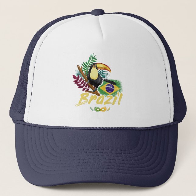 Casquette Brésil Vintage Toucan Drapeau Samba Masque Souveni (Devant)