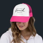 Casquette Bride’s Beach Weekend | Destination Bachelorette<br><div class="desc">Celebrate sun, sand, and sisterhood with this custom “Beach Weekend” hat, featuring elegant black lettering on a clean white front and bright pink brim. Perfect for a coastal getaway, this personalized hat adds a chic summery touch to every outfit - whether lounging poolside, exploring the shore, or snapping those group...</div>