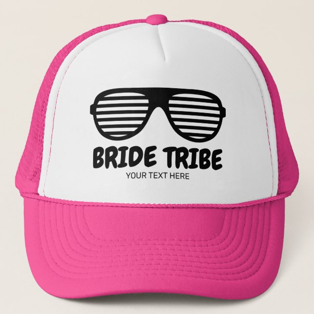 Casquette Bride Tribe rose sur mesure bachelorette rose (Devant)