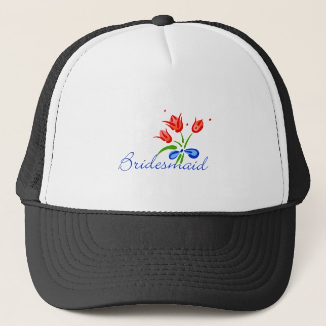 Casquette Bridesmaid avec tulipes rouges (Devant)