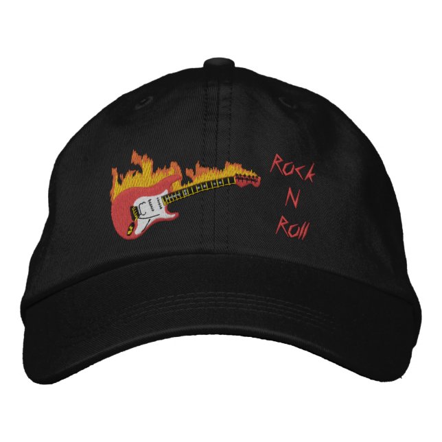 Casquette brodé à rouleaux de la guitare électriqu (Devant)