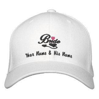 Casquette brodé de la mariée de coeur
