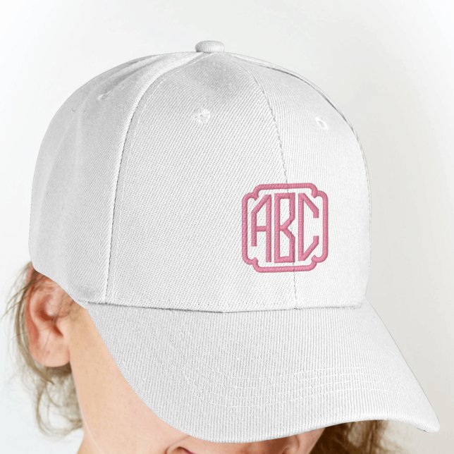Casquette brodé rose chaud Monogramme sur Casquett (Créateur téléchargé)