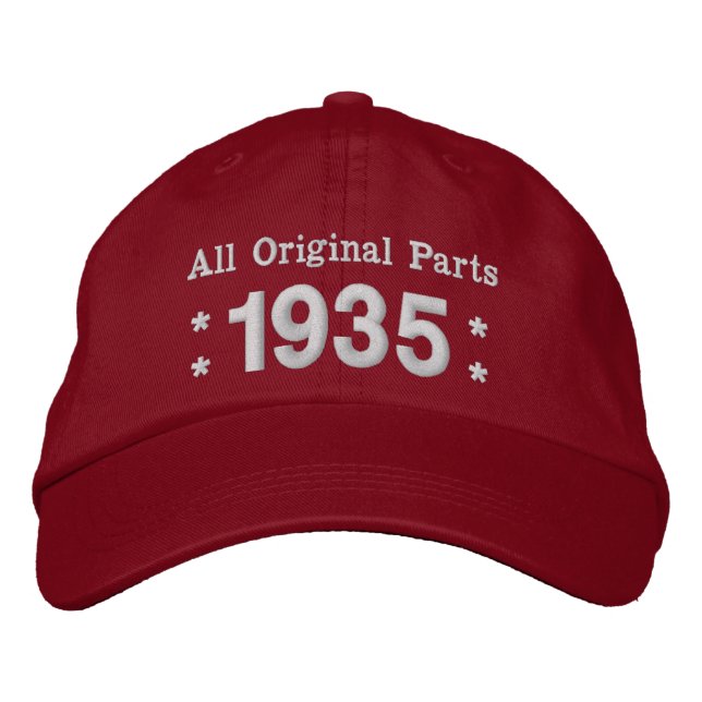Casquette Brodée 1935 ou toute année 80e anniversaire A02B ROUGE et (Devant)