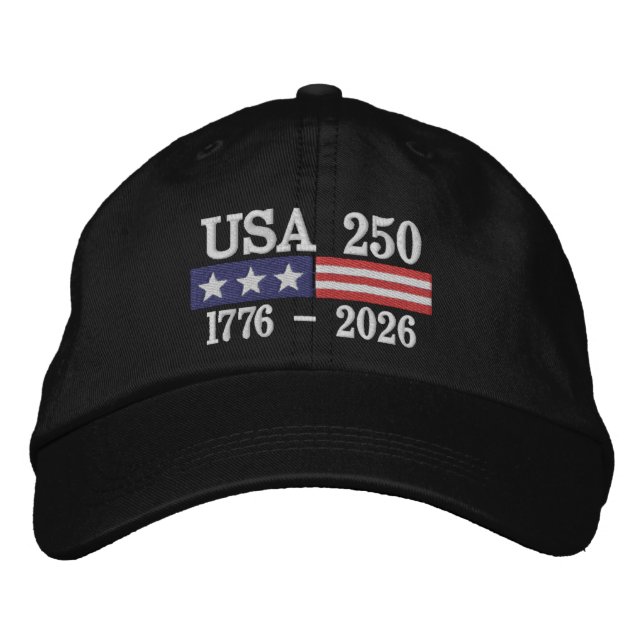 Casquette Brodée 250 Ans d'Indépendance 4 juillet Anniversaire  (Devant)
