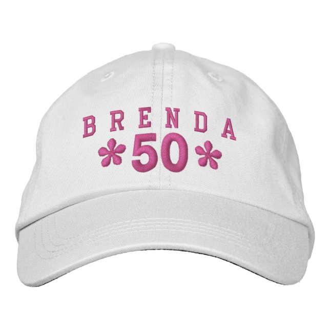 Casquette Brodée 50e Anniversaire Personnalisé PINK Broderie H50C (Devant)