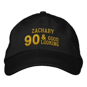 Casquette Brodée 90 Anniversaire bon look NOIR et OR V01F6B