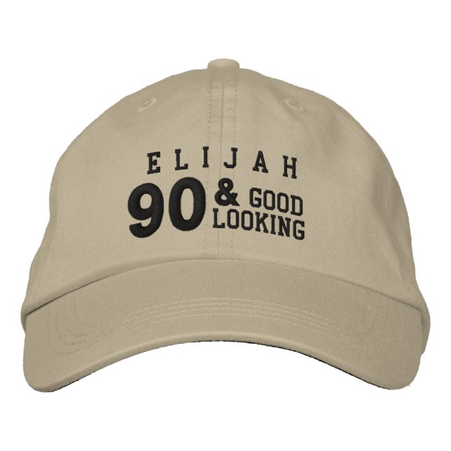 Casquette Brodée 90 Anniversaire bon look NOIR et OR V01F6B (Devant)