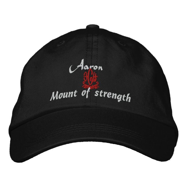 Casquette Brodée Aaron Nom Avec Hébreu Signifiant Noir (Devant)