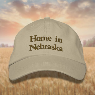 Casquette Brodée Accueil en Nebraska en Brown doré