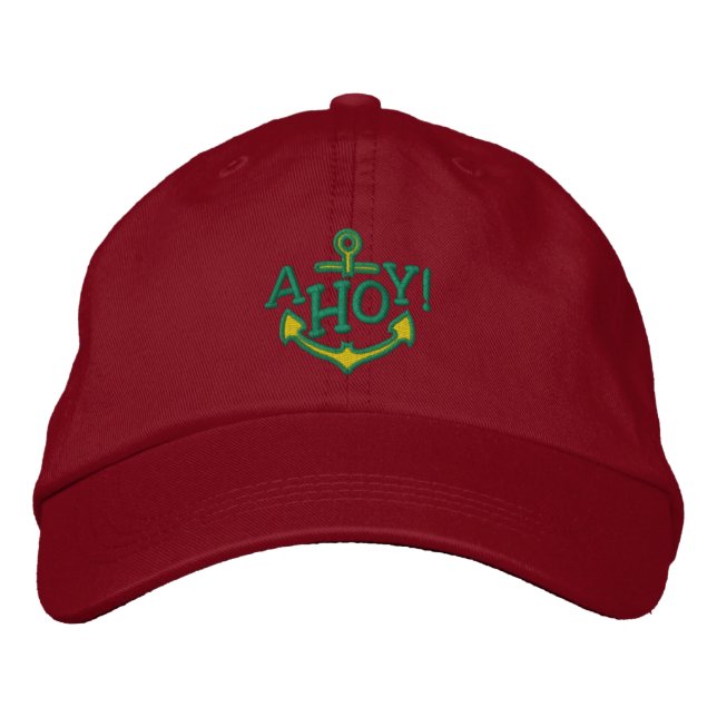 Casquette Brodée AHOY ! Broderie de voeux nautiques (Devant)