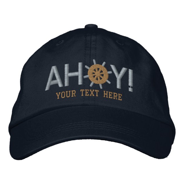Casquette Brodée Ahoy Ships Wheel Captains Personalized (Devant)