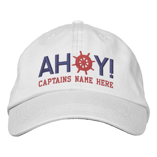 Casquette Brodée Ahoy Ships Wheel Captains Personalized (Devant)