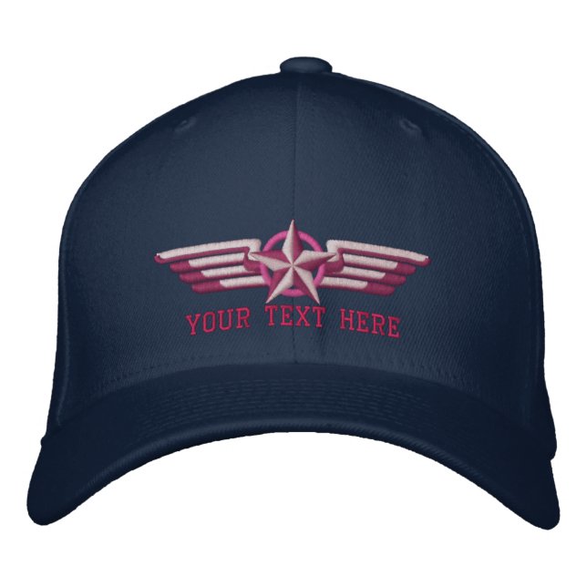 Casquette Brodée Ailes de pilote d'insigne d'étoile personnalisées (Devant)