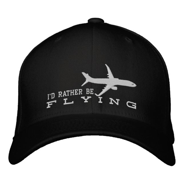 Casquette Brodée Aircraft Airliner Jet Silhouette Rather Be Flying (Devant)