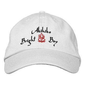 Casquette Brodée Akihiko Nom Avec Anglais Signifiant Blanc