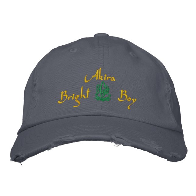 Casquette Brodée Akira Nom Avec Anglais Signifiant Bleu (Devant)