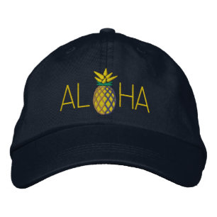 Casquette Brodée Aloha graphique de broderie d'ananas dessus