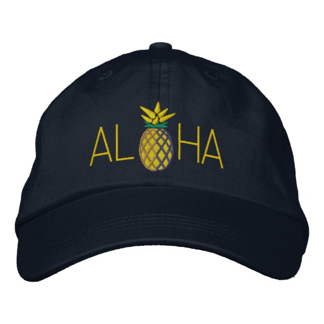 Casquette Brodée Aloha graphique de broderie d'ananas dessus (Devant)