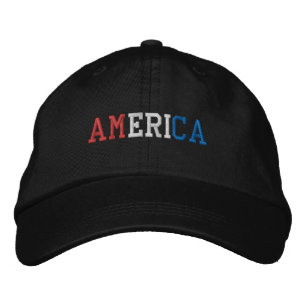 Casquette Brodée AMÉRIQUE Style Patriotique Rouge Blanc et Bleu