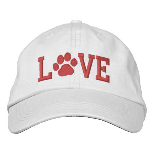 Casquette Brodée AMOUR avec Empreinte de patte de chien Cute Cani