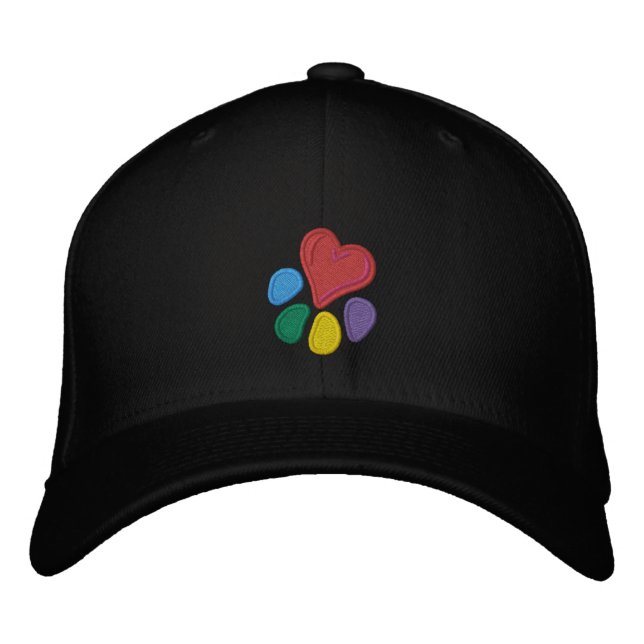 Casquette Brodée Amoureux des animaux_Paw_Coeur (w/ points saillant (Devant)
