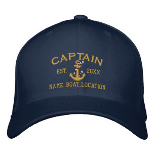 Casquette Brodée Ancre de corde nautique du capitaine facilement pe