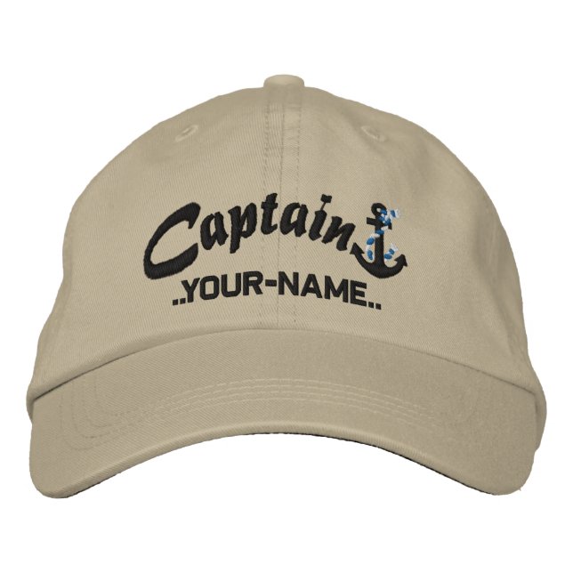 Casquette Brodée Ancre de la corde de capitaine personnalisée Noir (Devant)