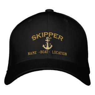 Casquette Brodée Ancre de la corde nautique de skipper Votre nom de