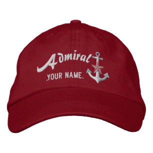 Casquette Brodée Ancre de marine amiral personnalisée Nom Blanc