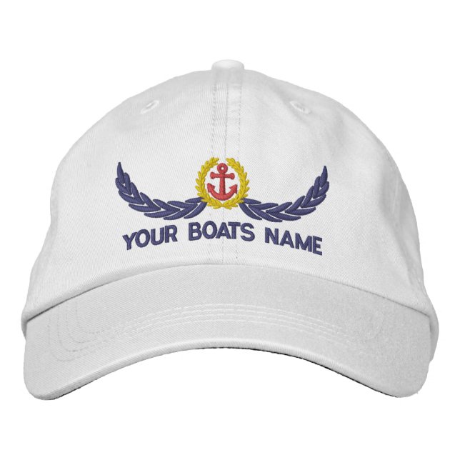 Casquette Brodée Ancre et nom de bateaux capitaines de voile (Devant)