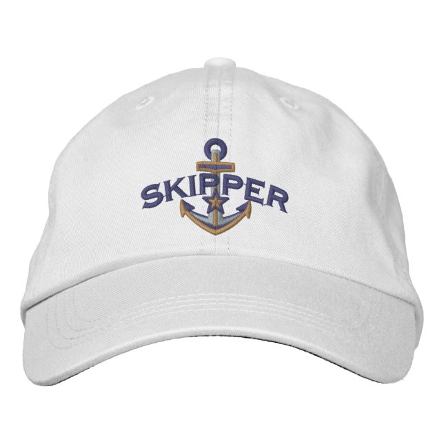 Casquette Brodée Ancre étoile nautique brodée Skipper (Devant)