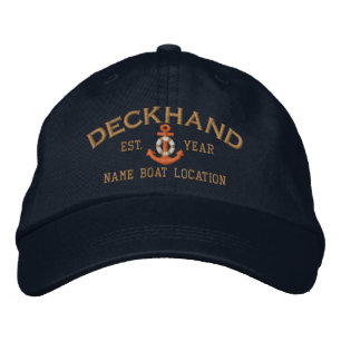 Casquette Brodée Ancre LifeSaver Deckhand Nom Année Personnalisé
