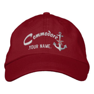 Casquette Brodée Ancre nautique Commodore personnalisée Nom Blanc