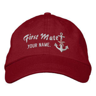 Casquette Brodée Ancre nautique personnalisée Premier maté blanc