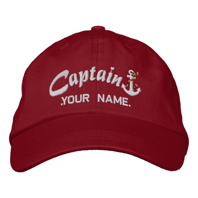 Casquette Brodée Ancre personnalisée de la corde du capitaine Blanc (Devant)