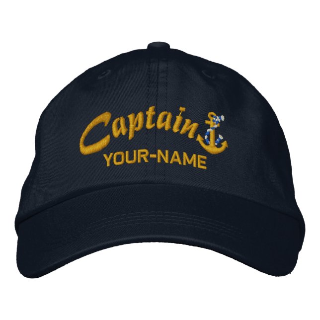 Casquette Brodée Ancre personnalisée de la corde du capitaine Nom G (Devant)